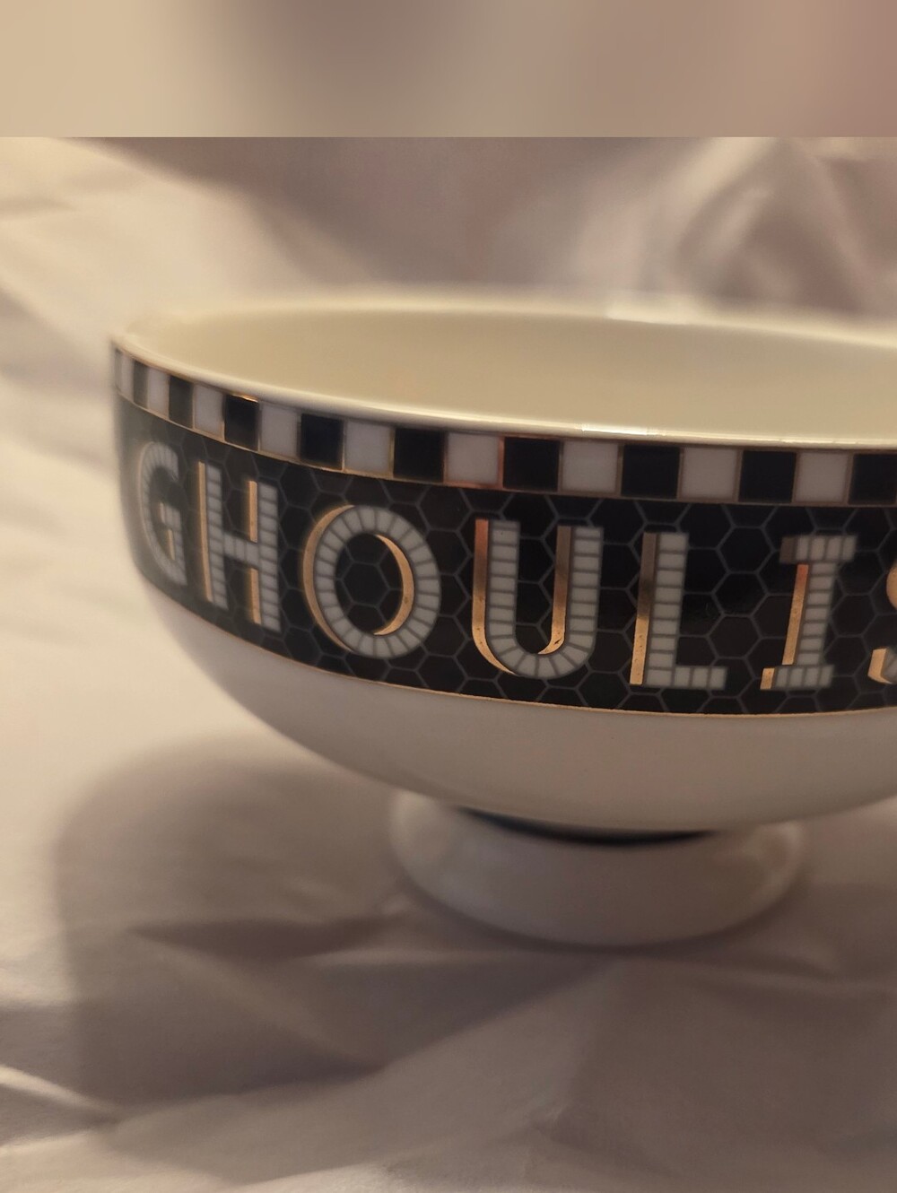 Bistro Tile Stoneware 24k Gold Accent Halloween Nut Bowl
